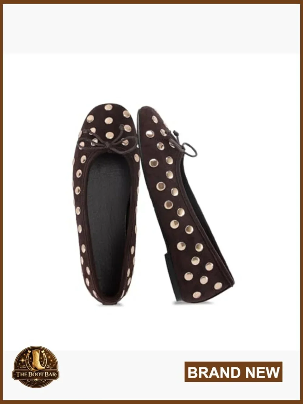 Studded Mary Jane Ballet Flats Round Toe Slip On Comfortable Work Shoes